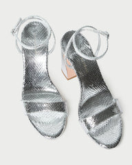 Loeffler Randall Women / Malia Silver Snake Embossed Sandal