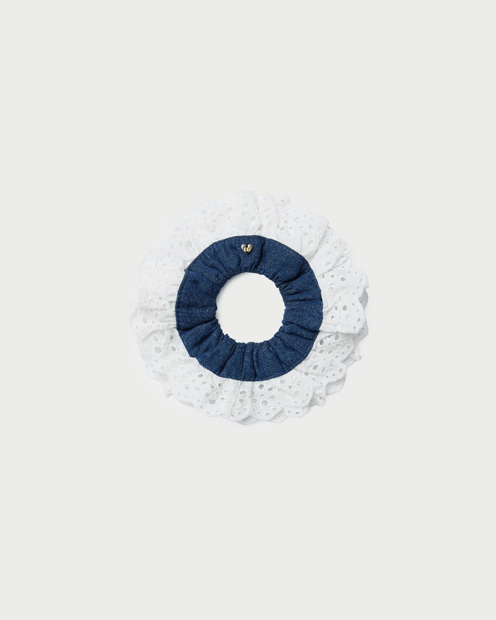 Loeffler Randall Women / Dolly Denim/Cream Embroidered Scrunchie