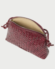 Loeffler Randall Women / Mallory Maroon Woven Leather Crossbody