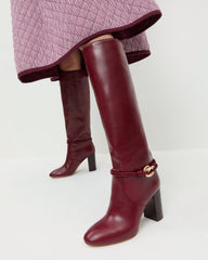 Loeffler Randall Women / Goldy Wine/Gold Leather Tall Boot