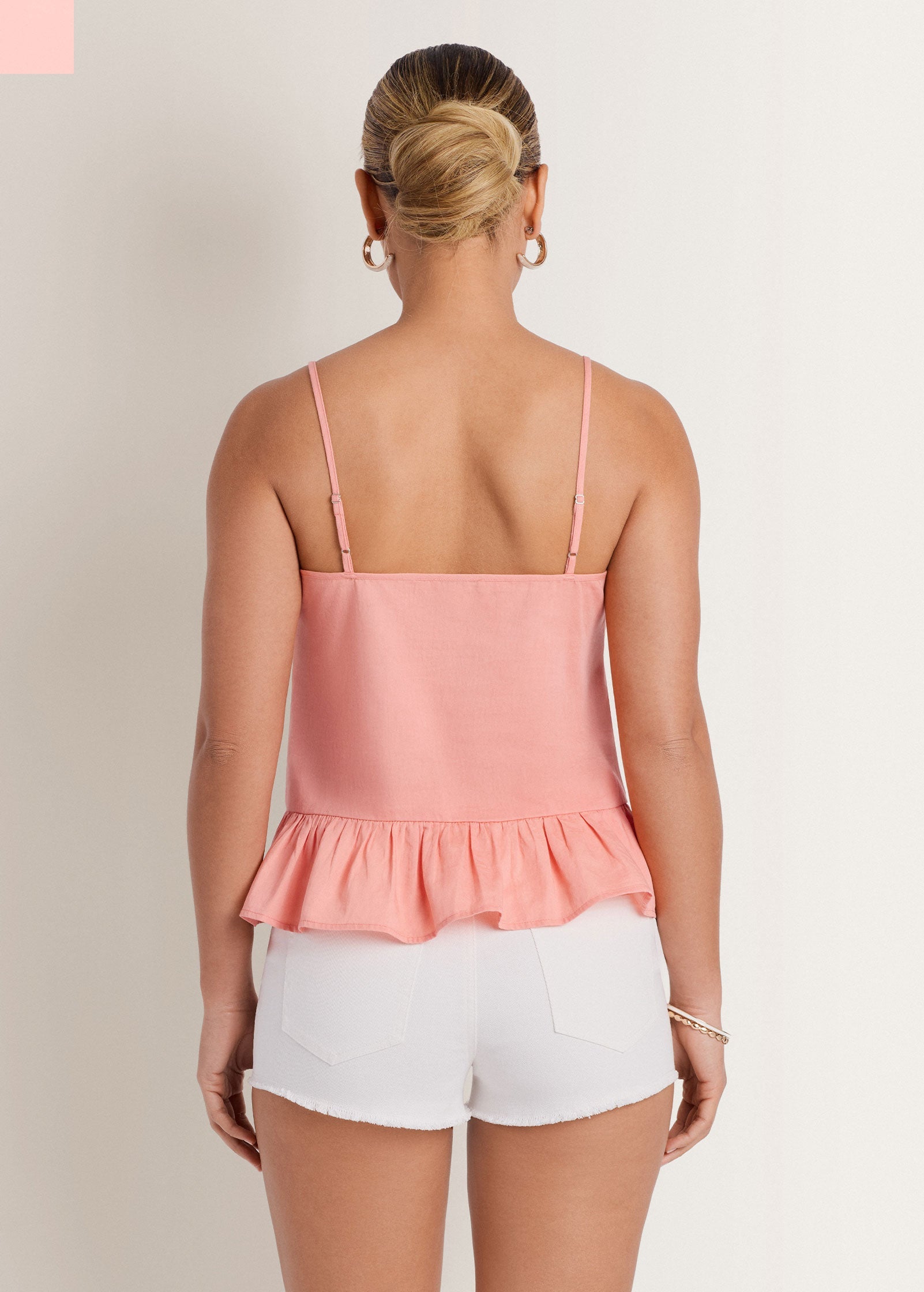 Cotton Lawn Ruffle Hem Peplum Top Burnt Coral | Venus Special Offer