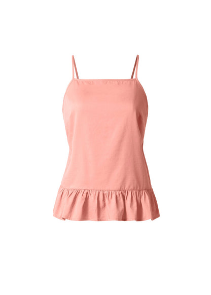 Cotton Lawn Ruffle Hem Peplum Top Burnt Coral | Venus Special Offer