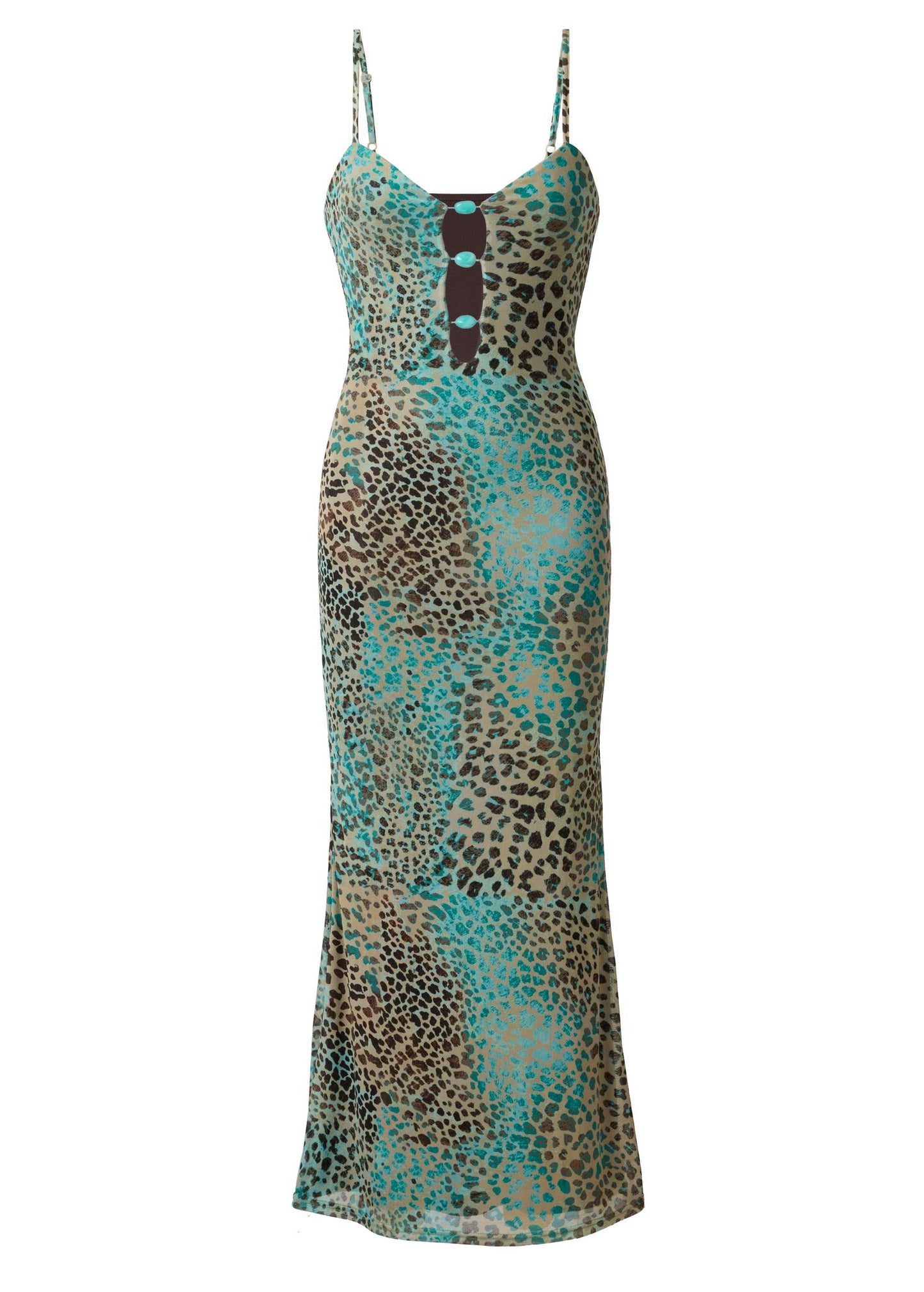 Abstract Leopard Maxi Dress Brown Sage Animal | Venus Featured