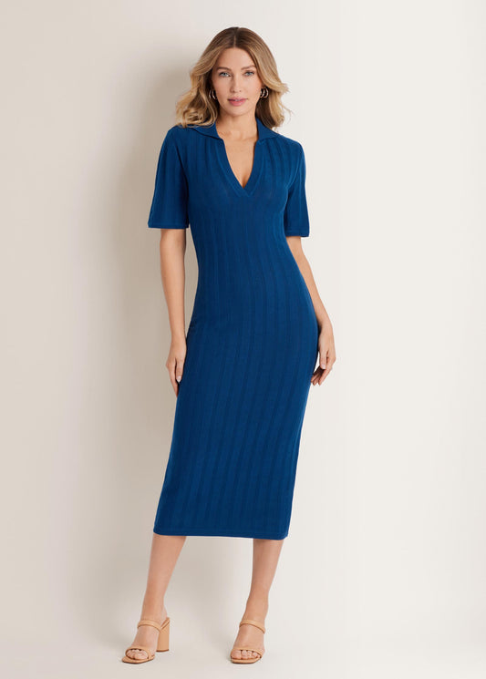 Pointelle Sweater Dress Navy Peony | Venus Popular Choice
