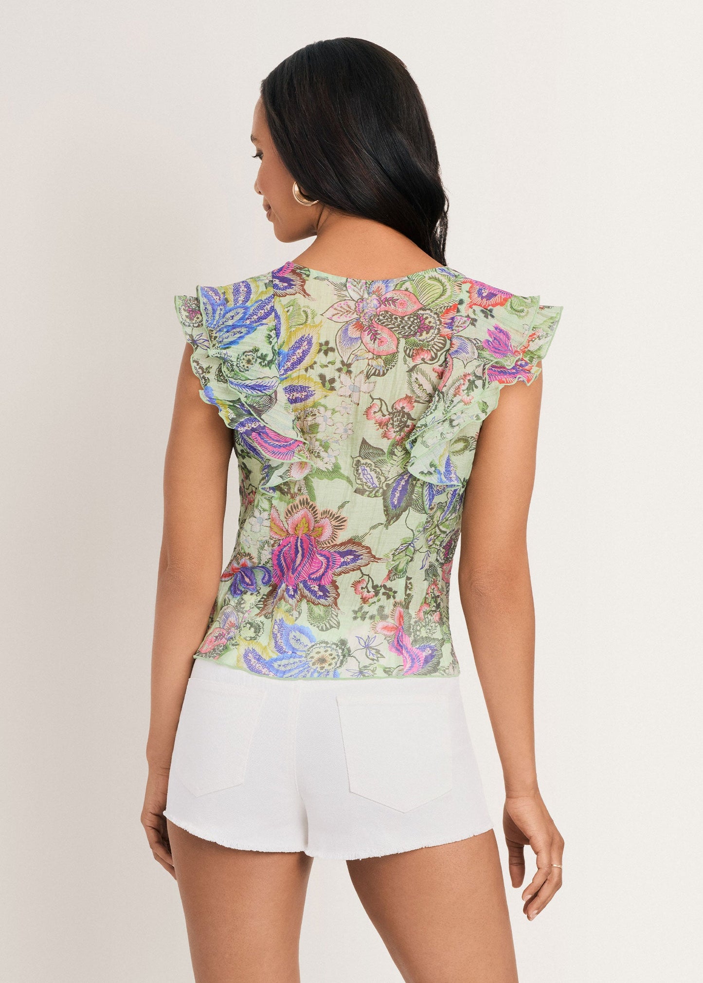 Ruffle Front Top Jacobian Floral | Venus Best Seller