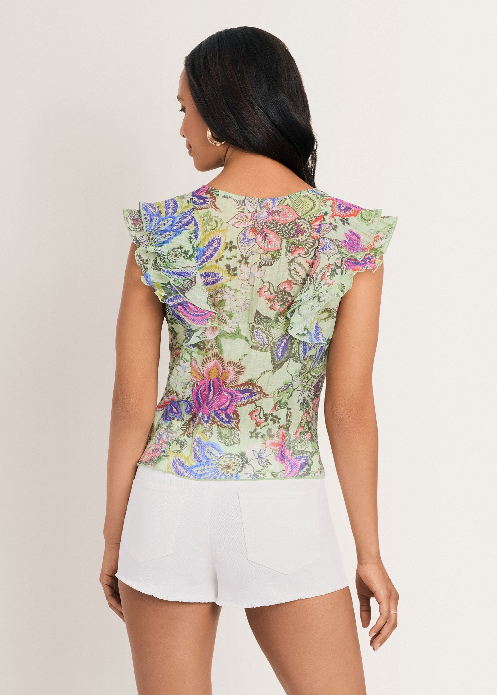 Ruffle Front Top Jacobian Floral | Venus Best Seller