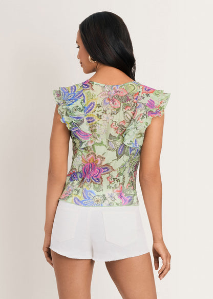 Ruffle Front Top Jacobian Floral | Venus Best Seller