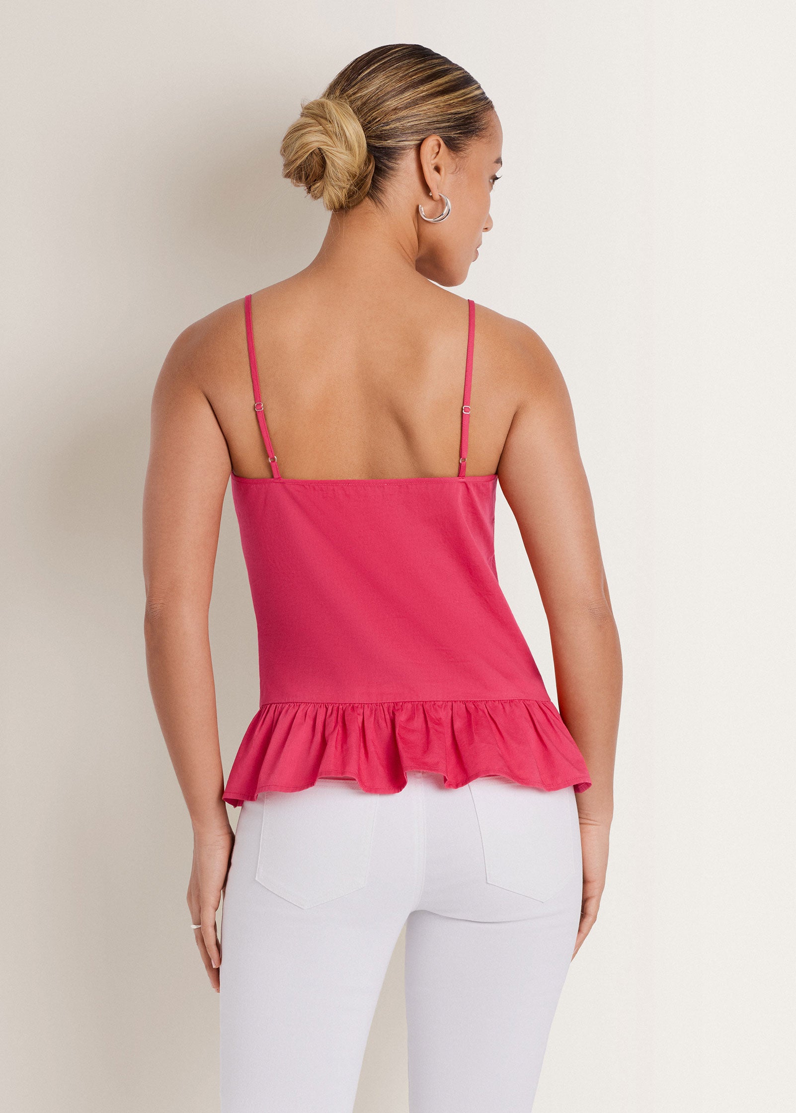 Cotton Lawn Ruffle Hem Peplum Top Rose Red | Venus Limited Edition