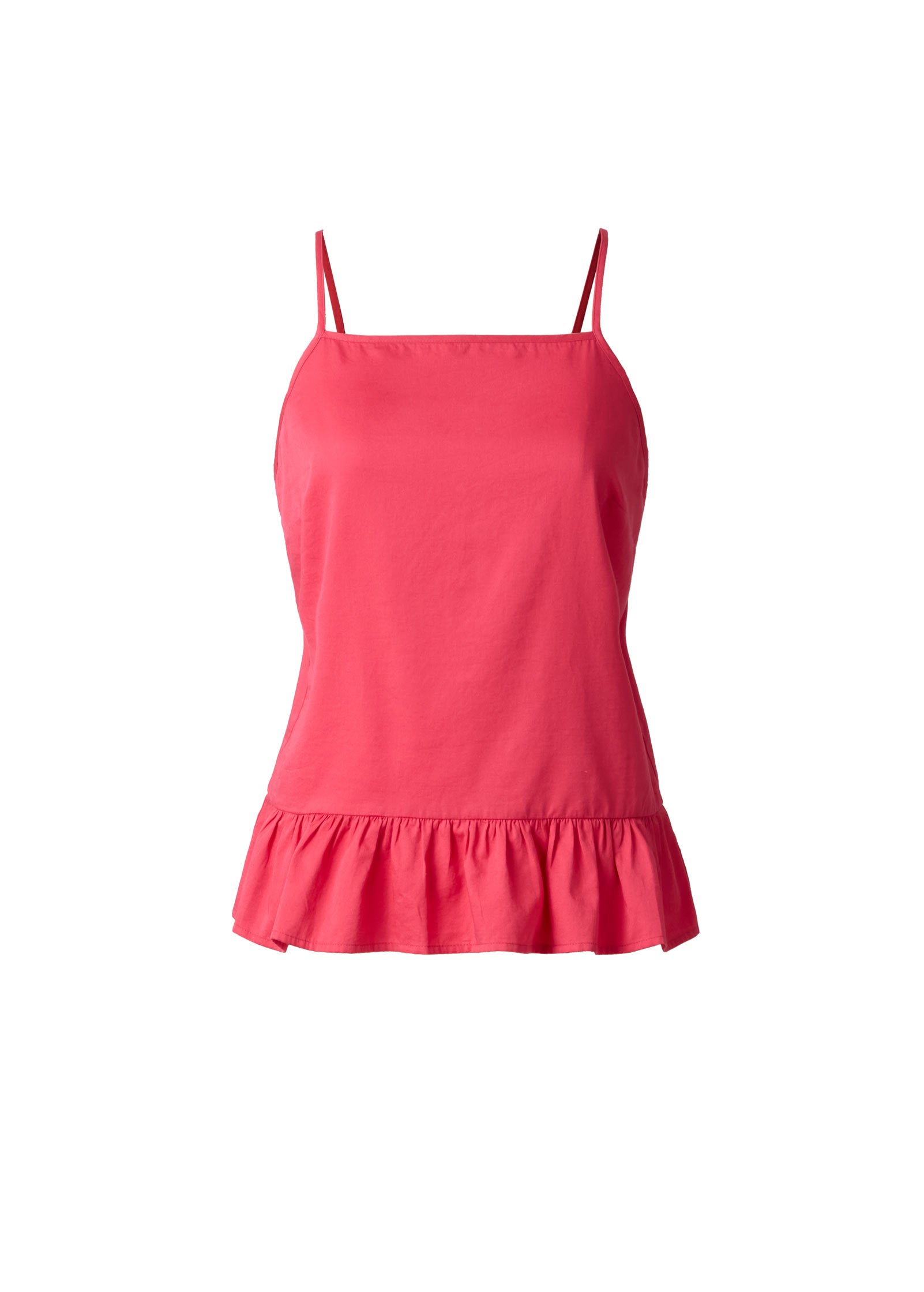 Cotton Lawn Ruffle Hem Peplum Top Rose Red | Venus Limited Edition