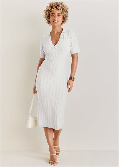 Pointelle Sweater Dress Cloud Dancer | Venus Budget Friendly