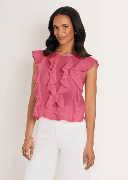 Ruffle Front Top Rosewood | Venus Special Offer