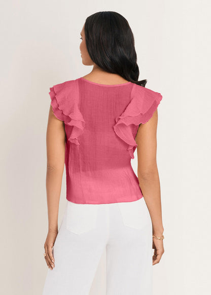 Ruffle Front Top Rosewood | Venus Special Offer
