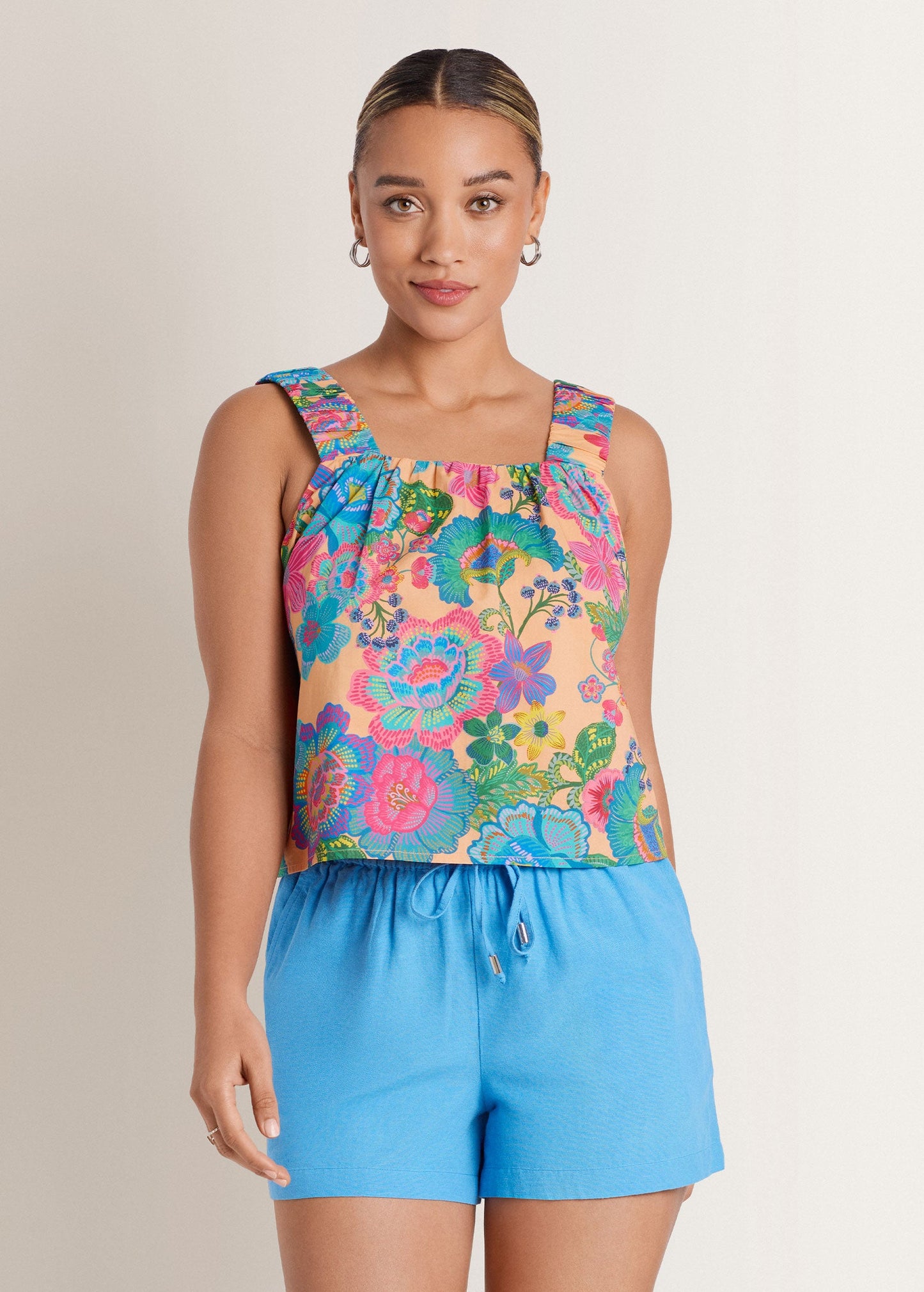 Poplin Printed Tank Dopamine Floral | Venus Sale