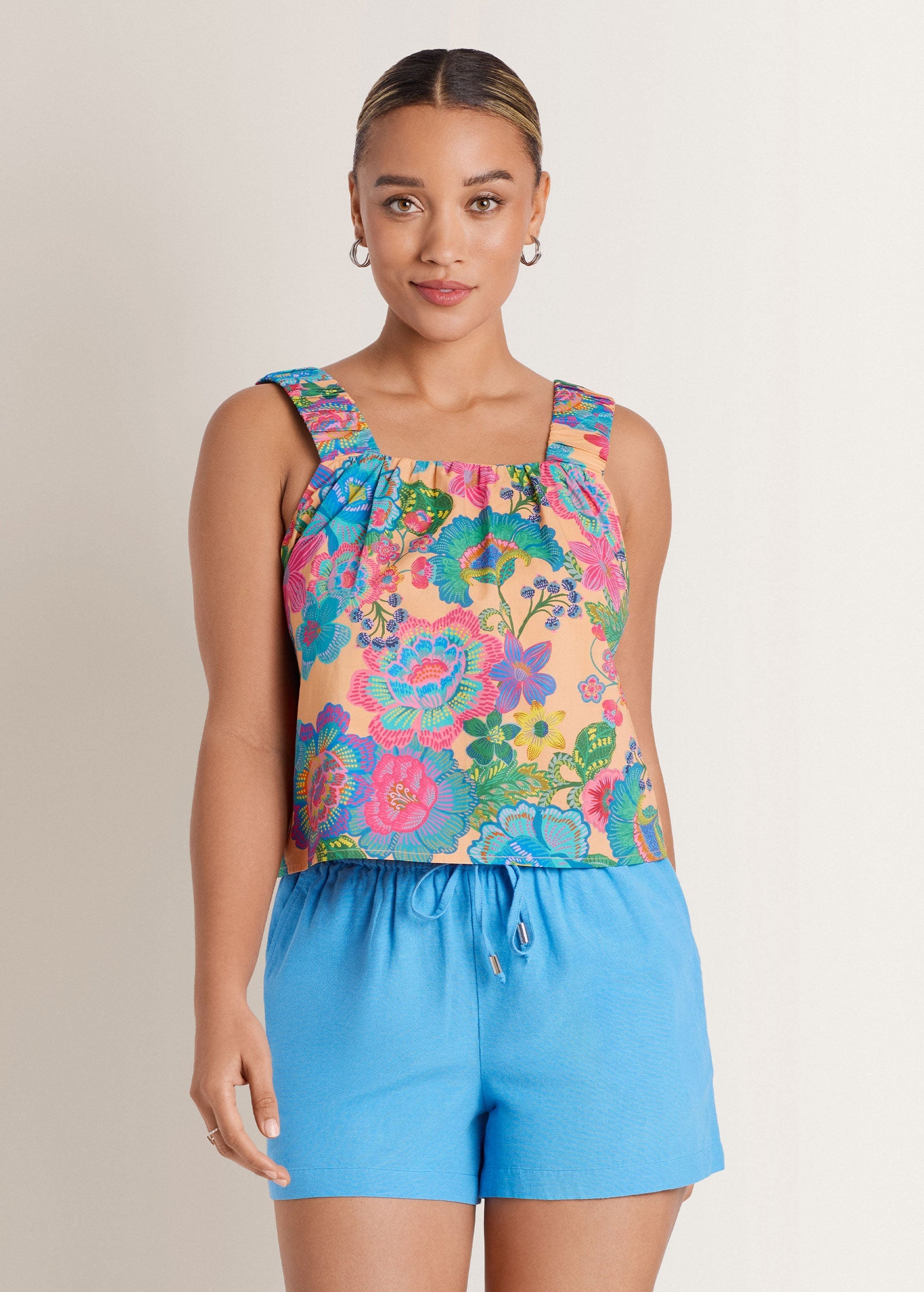 Poplin Printed Tank Dopamine Floral | Venus Sale