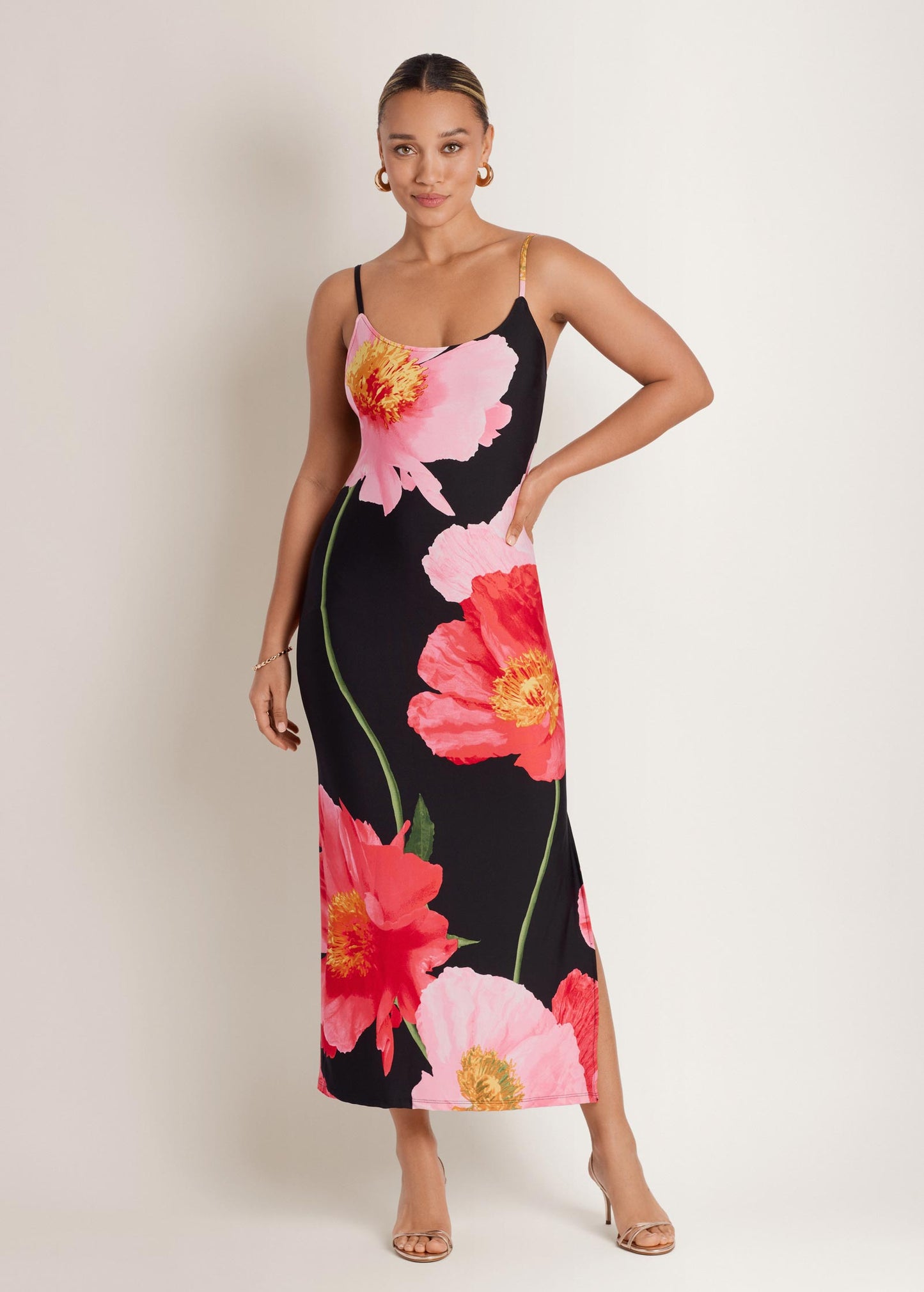 Large Poppies Maxi Dress Black Floral | Venus Budget Friendly