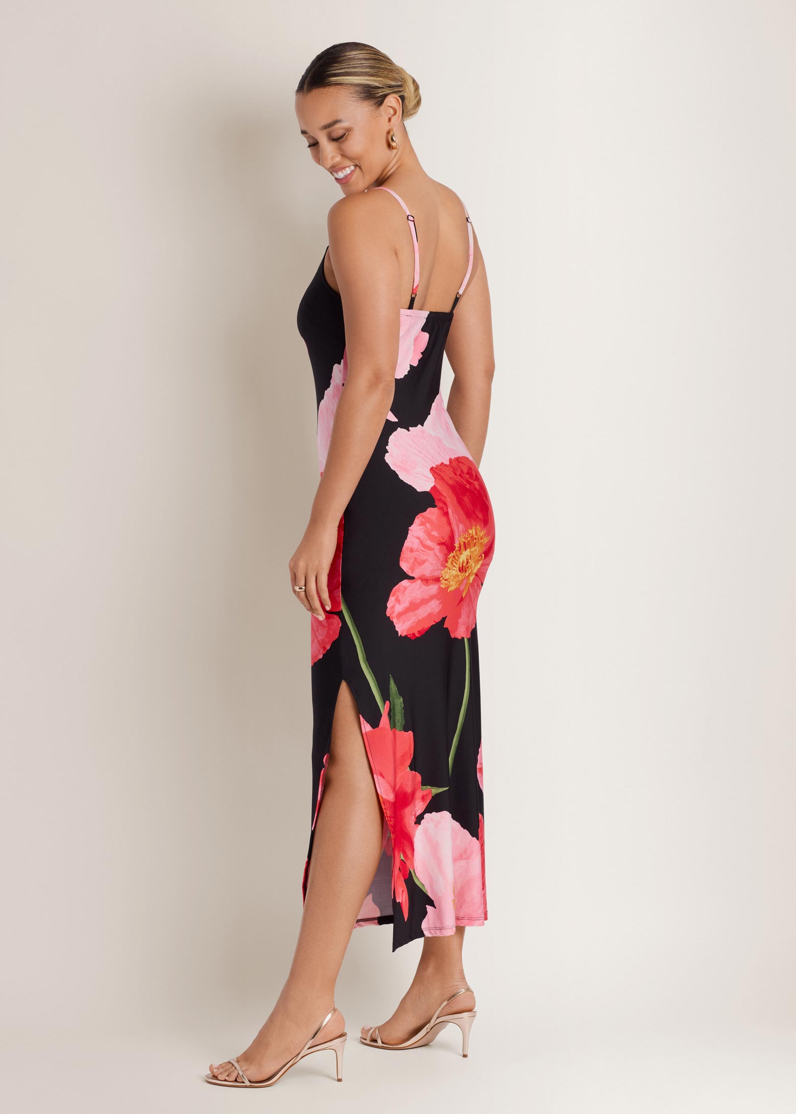 Large Poppies Maxi Dress Black Floral | Venus Budget Friendly