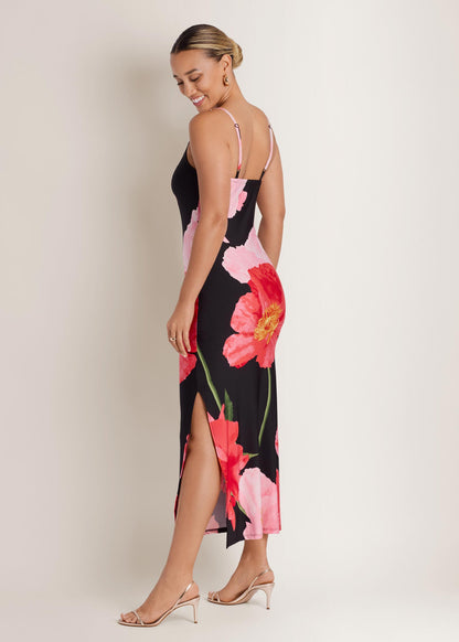 Large Poppies Maxi Dress Black Floral | Venus Budget Friendly