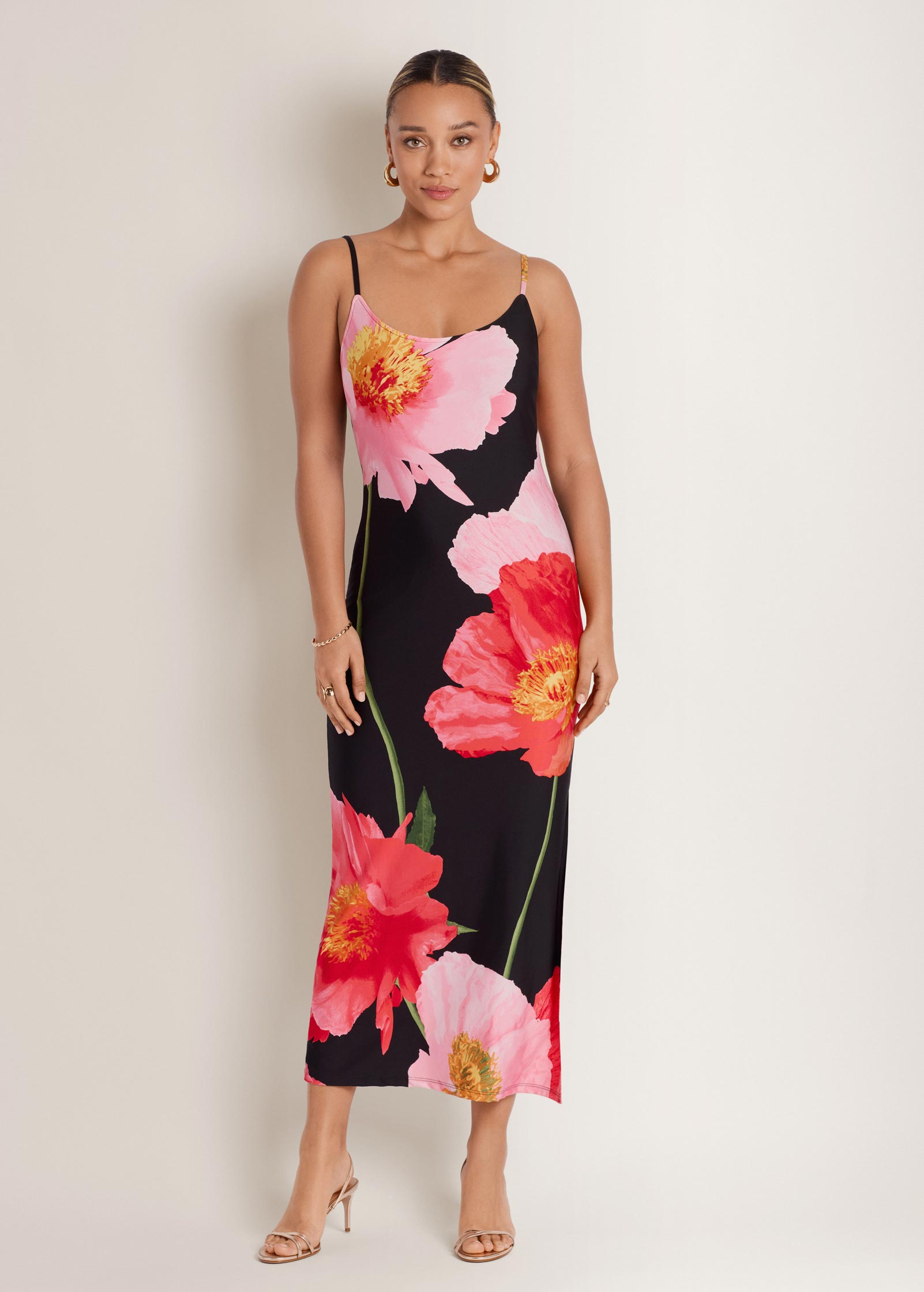 Large Poppies Maxi Dress Black Floral | Venus Budget Friendly