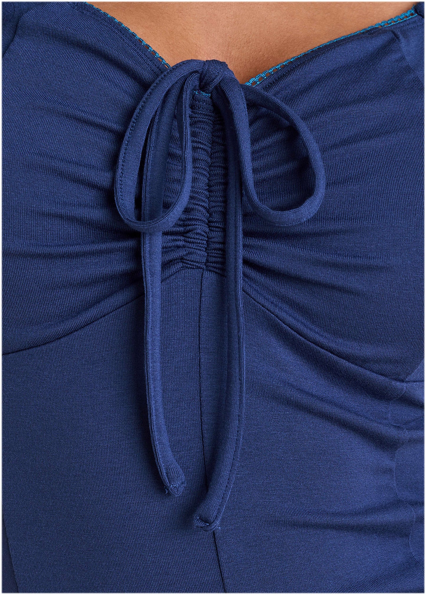 Ruffle Tie Front Short Sleeve Bellweather Blue | Venus Popular Choice