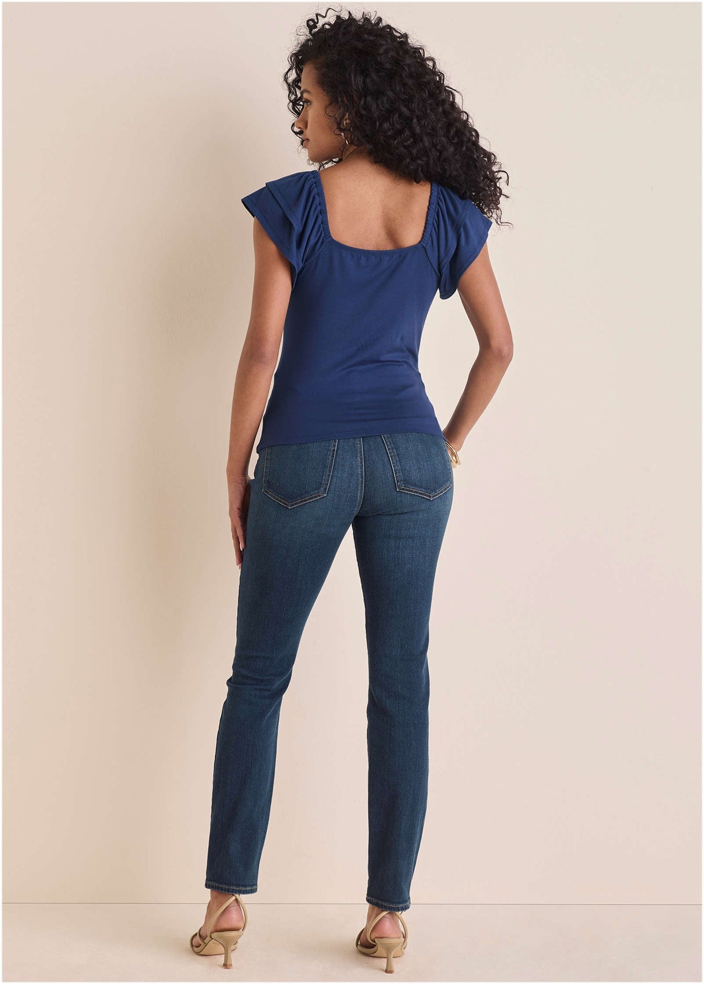 Ruffle Tie Front Short Sleeve Bellweather Blue | Venus Popular Choice