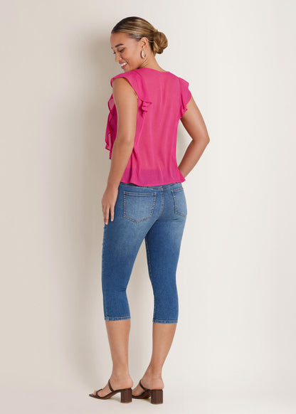 Tie-Front Ruffle Top Fuchsia | Venus Sale