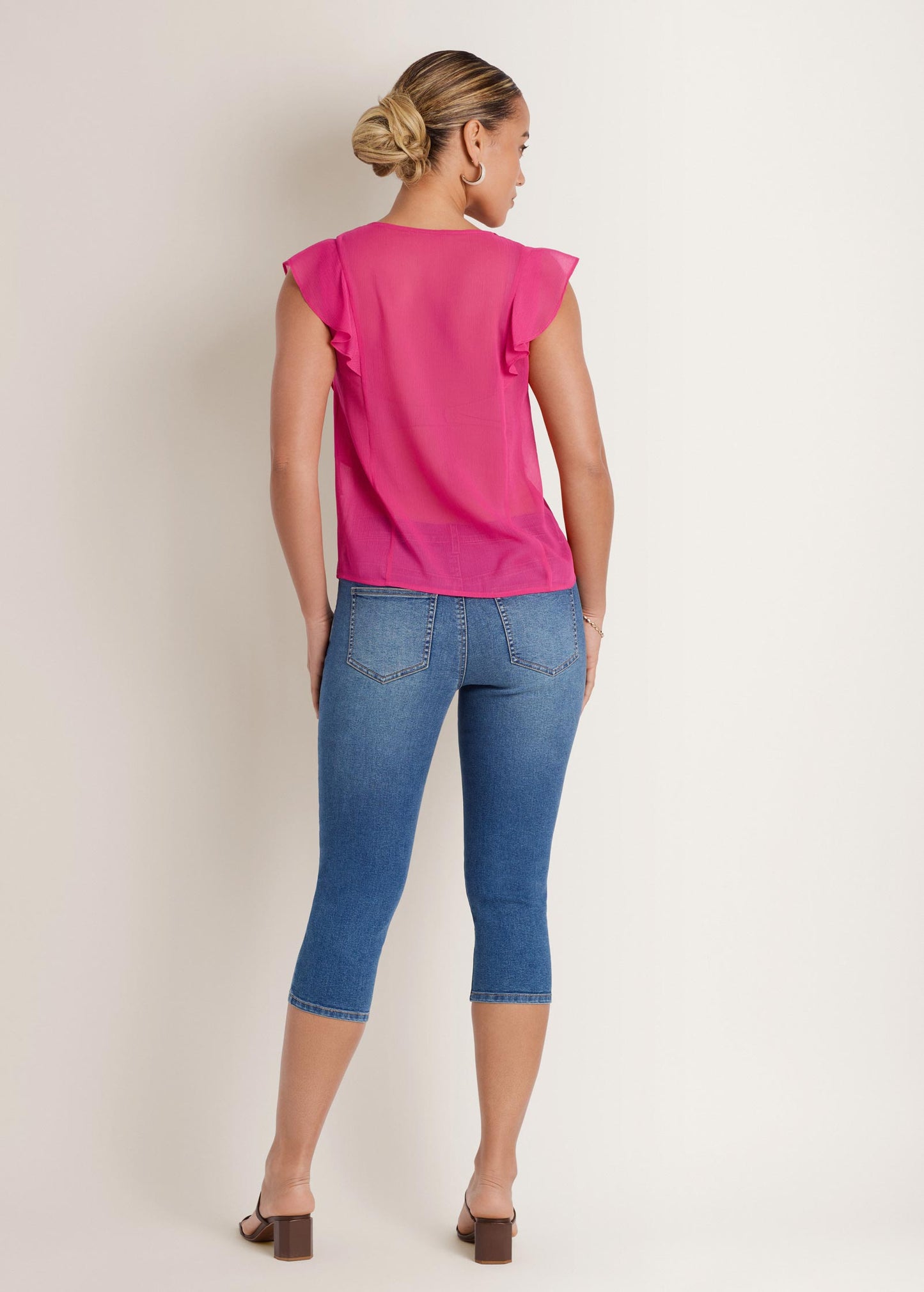 Tie-Front Ruffle Top Fuchsia | Venus Sale