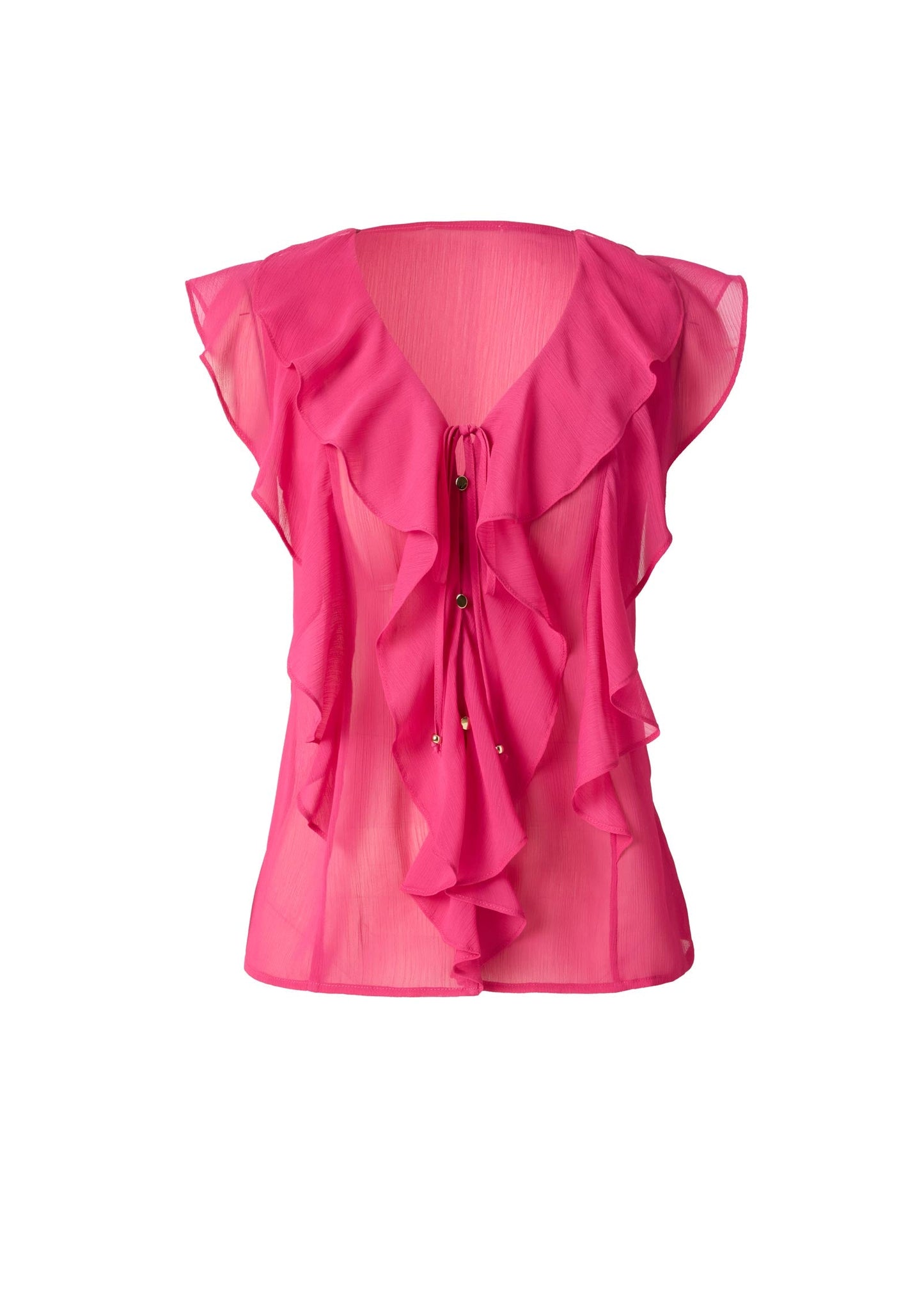 Tie-Front Ruffle Top Fuchsia | Venus Sale