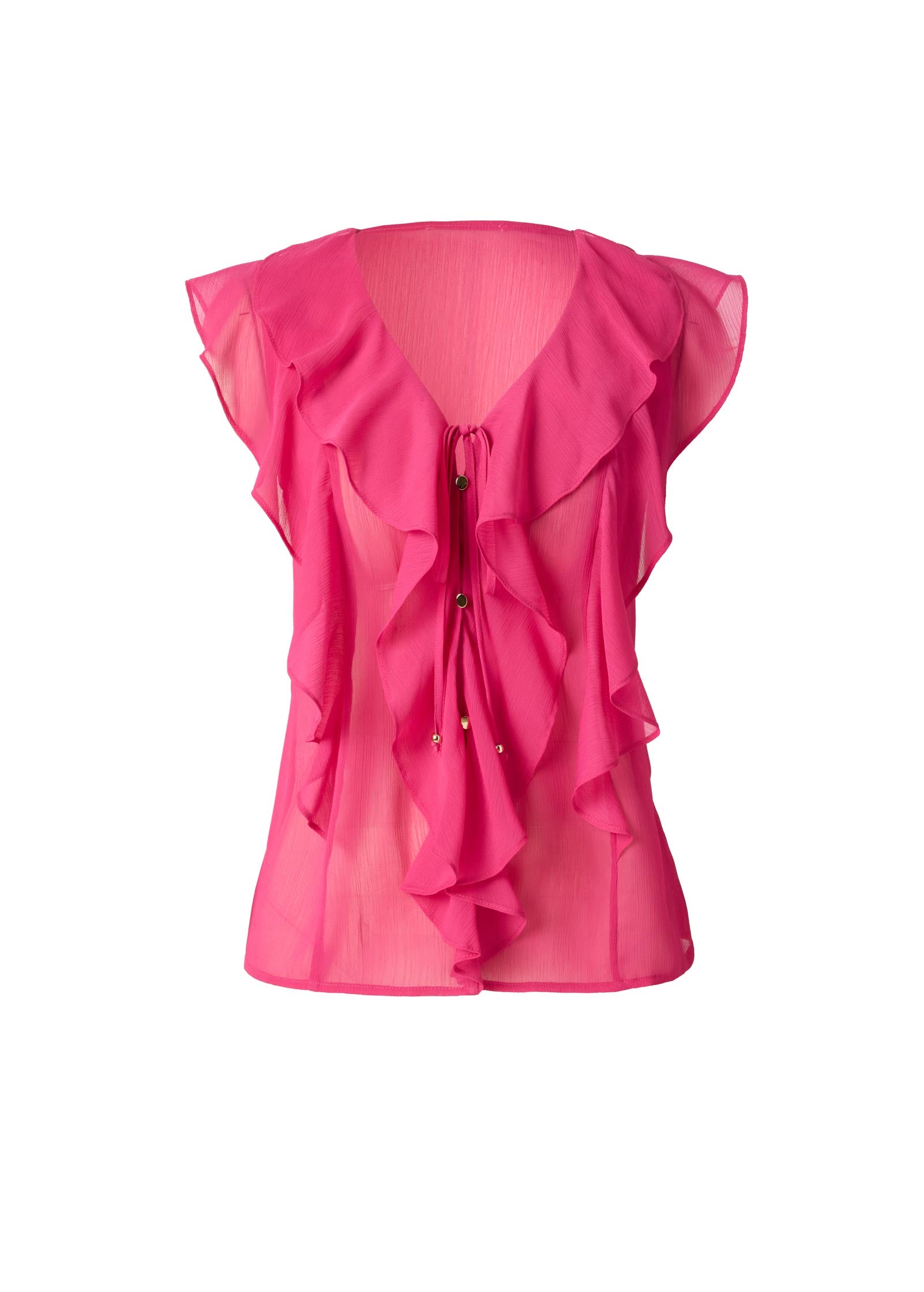 Tie-Front Ruffle Top Fuchsia | Venus Sale