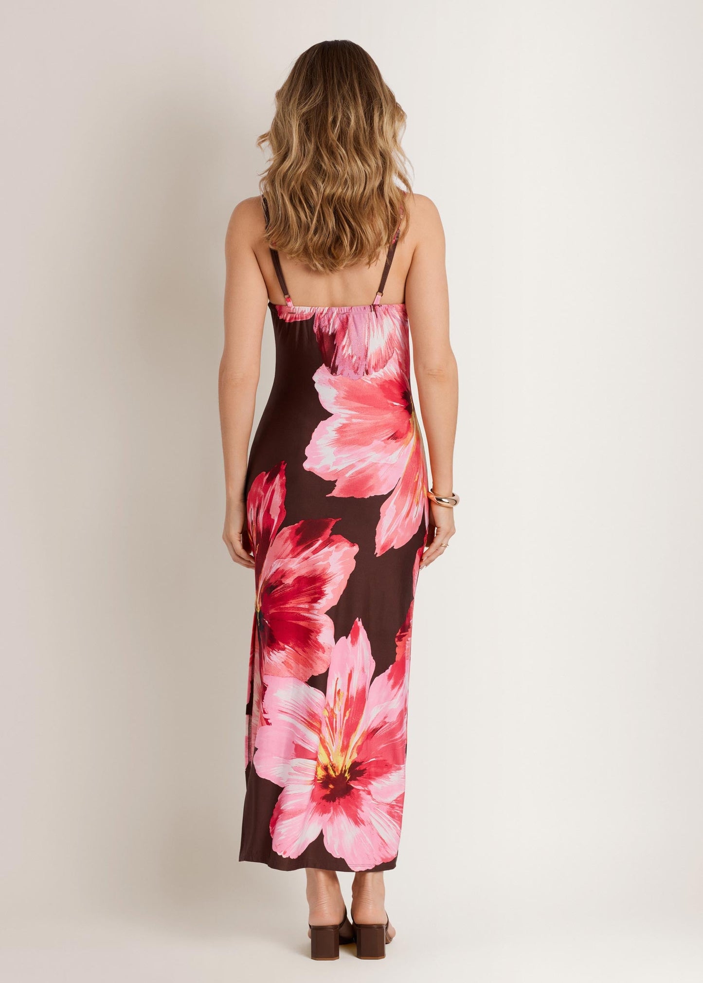 Hisbiscus Floral Maxi Dress Brown Floral | Venus Value