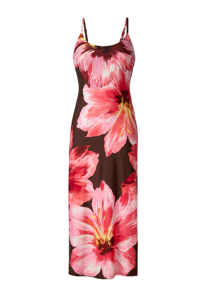 Hisbiscus Floral Maxi Dress Brown Floral | Venus Value