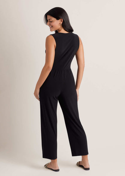 Jersey Wrap Jumpsuit Jet Black | Venus Affordable
