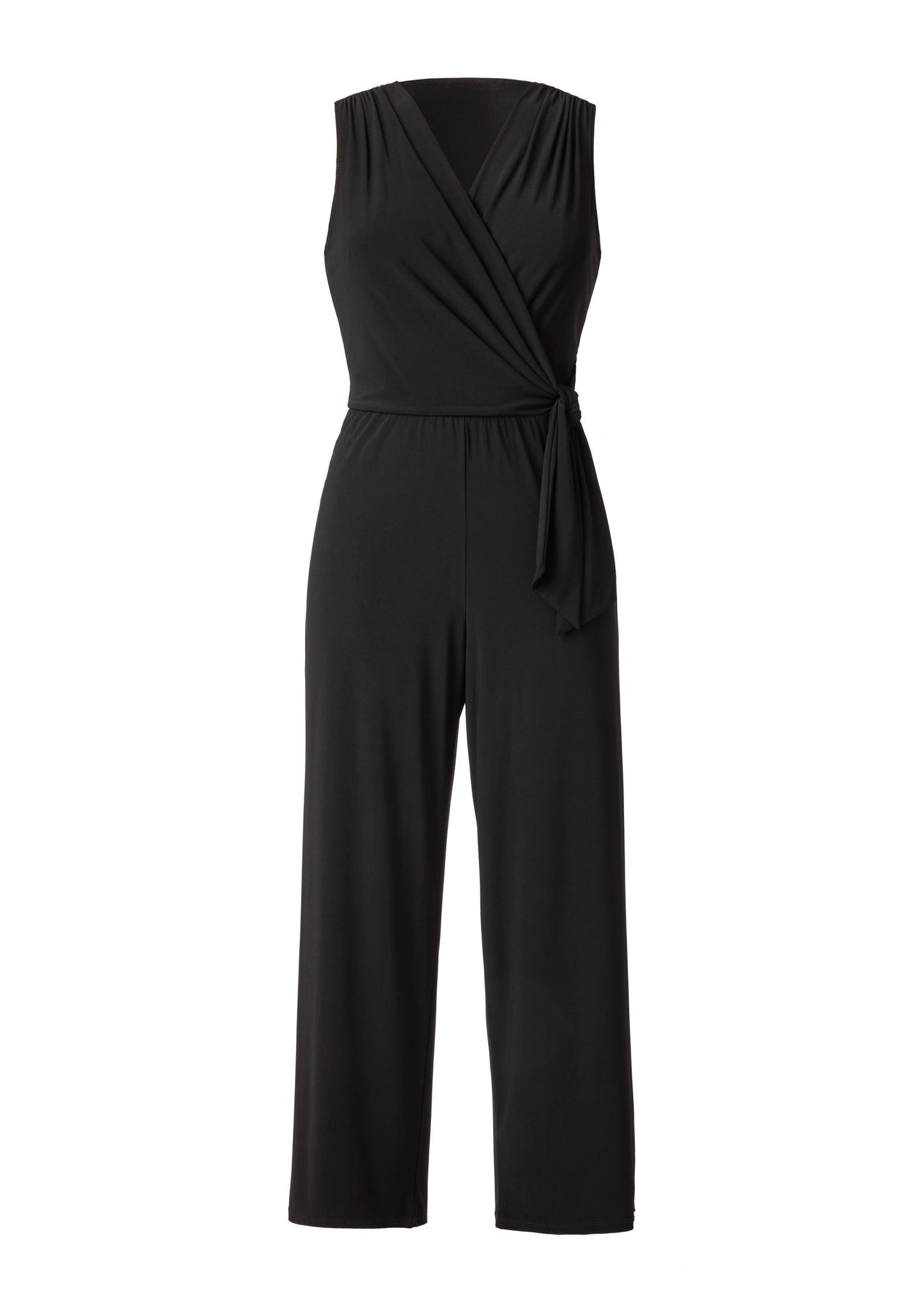 Jersey Wrap Jumpsuit Jet Black | Venus Affordable