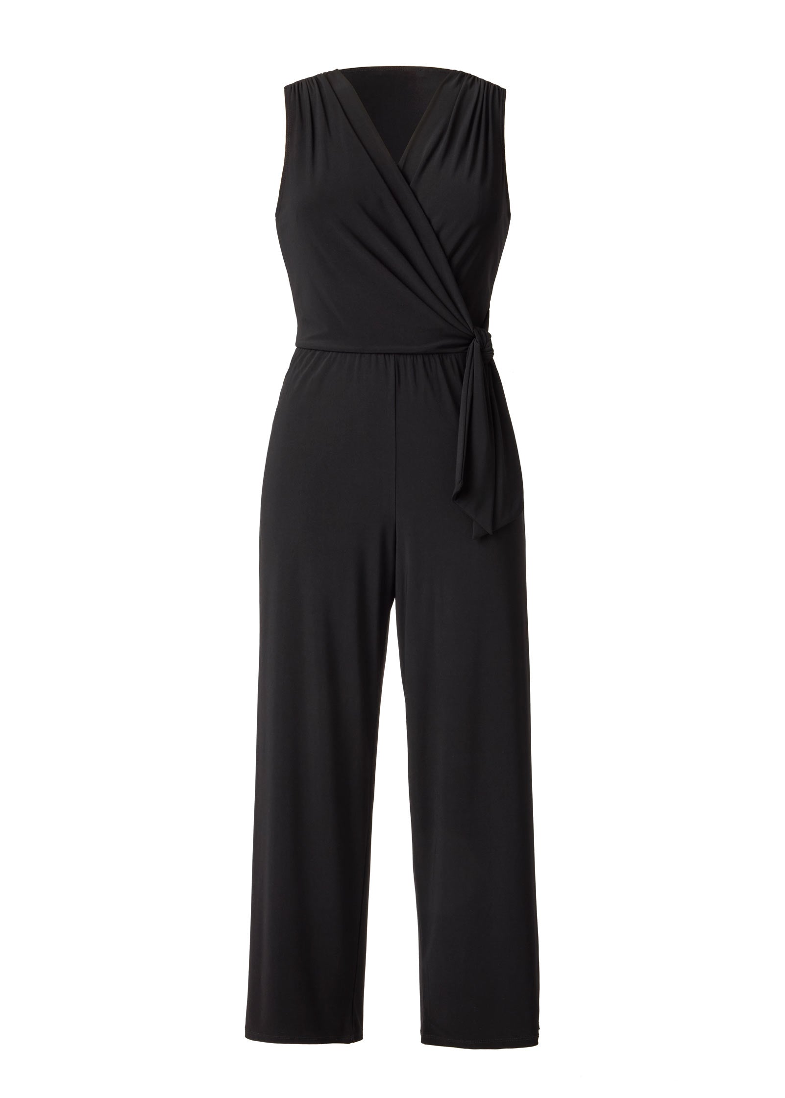 Jersey Wrap Jumpsuit Jet Black | Venus Affordable