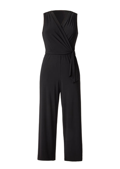 Jersey Wrap Jumpsuit Jet Black | Venus Affordable