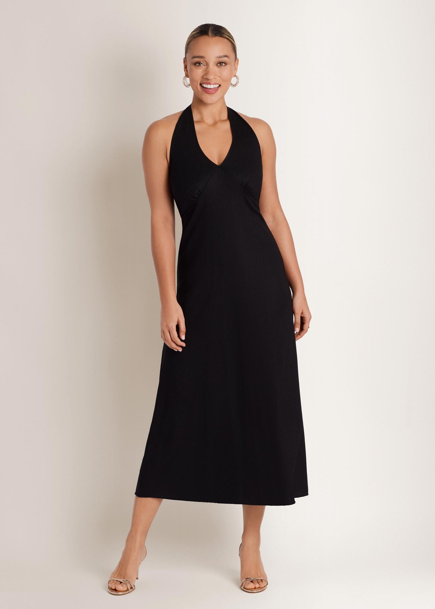 Linen Halter Maxi Slvls Jet Black | Venus Great Deal
