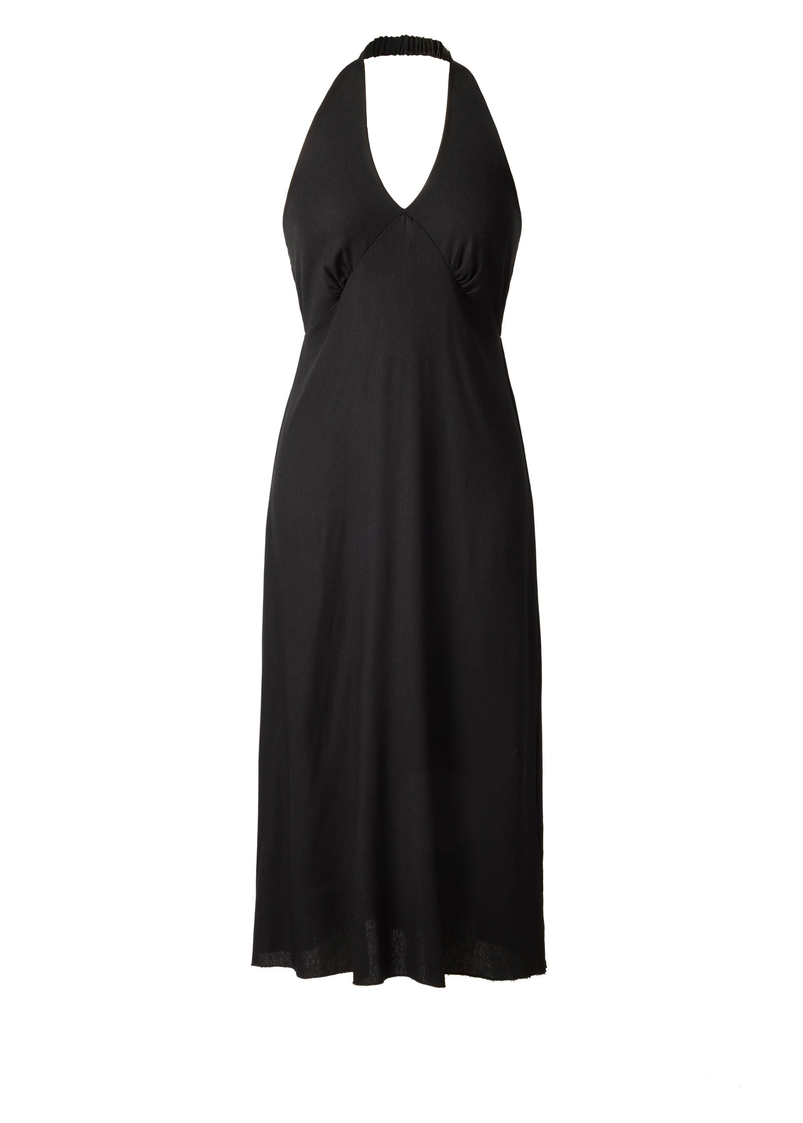 Linen Halter Maxi Slvls Jet Black | Venus Great Deal