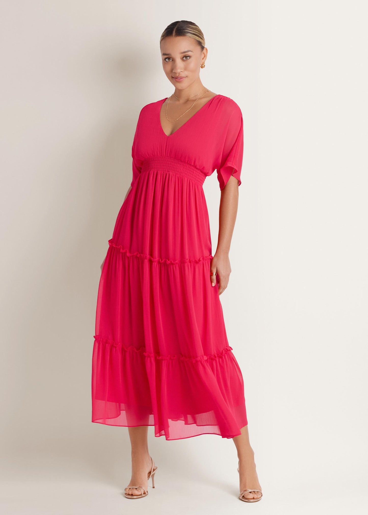 Flutter Sleeve Maxi Dress Rose Red | Venus Special Offer