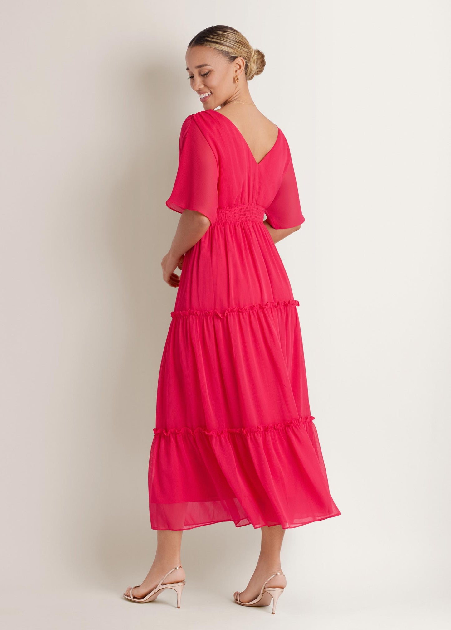 Flutter Sleeve Maxi Dress Rose Red | Venus Special Offer