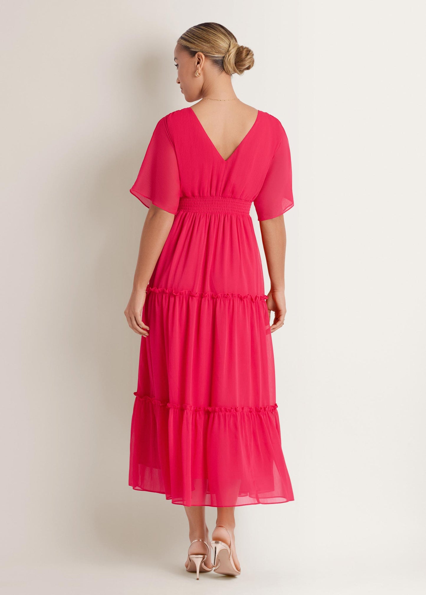 Flutter Sleeve Maxi Dress Rose Red | Venus Special Offer