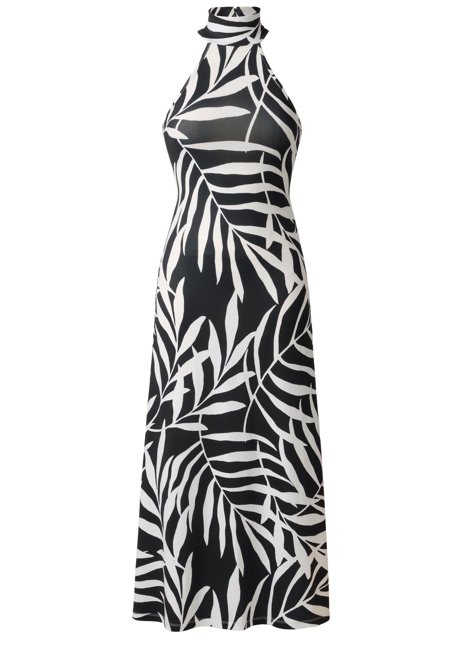 High Neck Midi Dress Bicolor Palm | Venus Featured