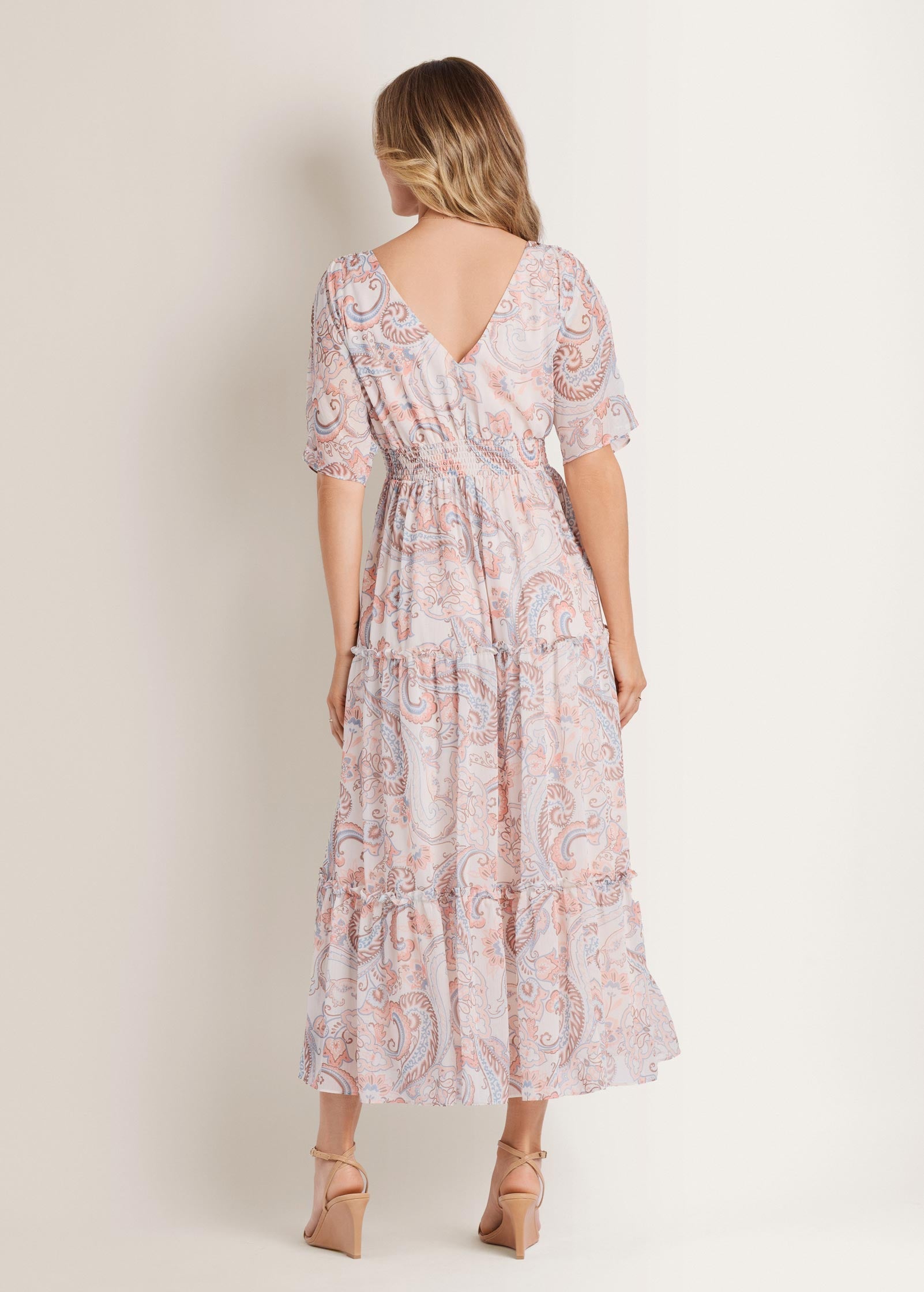 Flutter Sleeve Maxi Dress Coastal Paisley | Venus Popular Choice