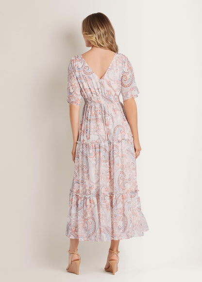 Flutter Sleeve Maxi Dress Coastal Paisley | Venus Popular Choice