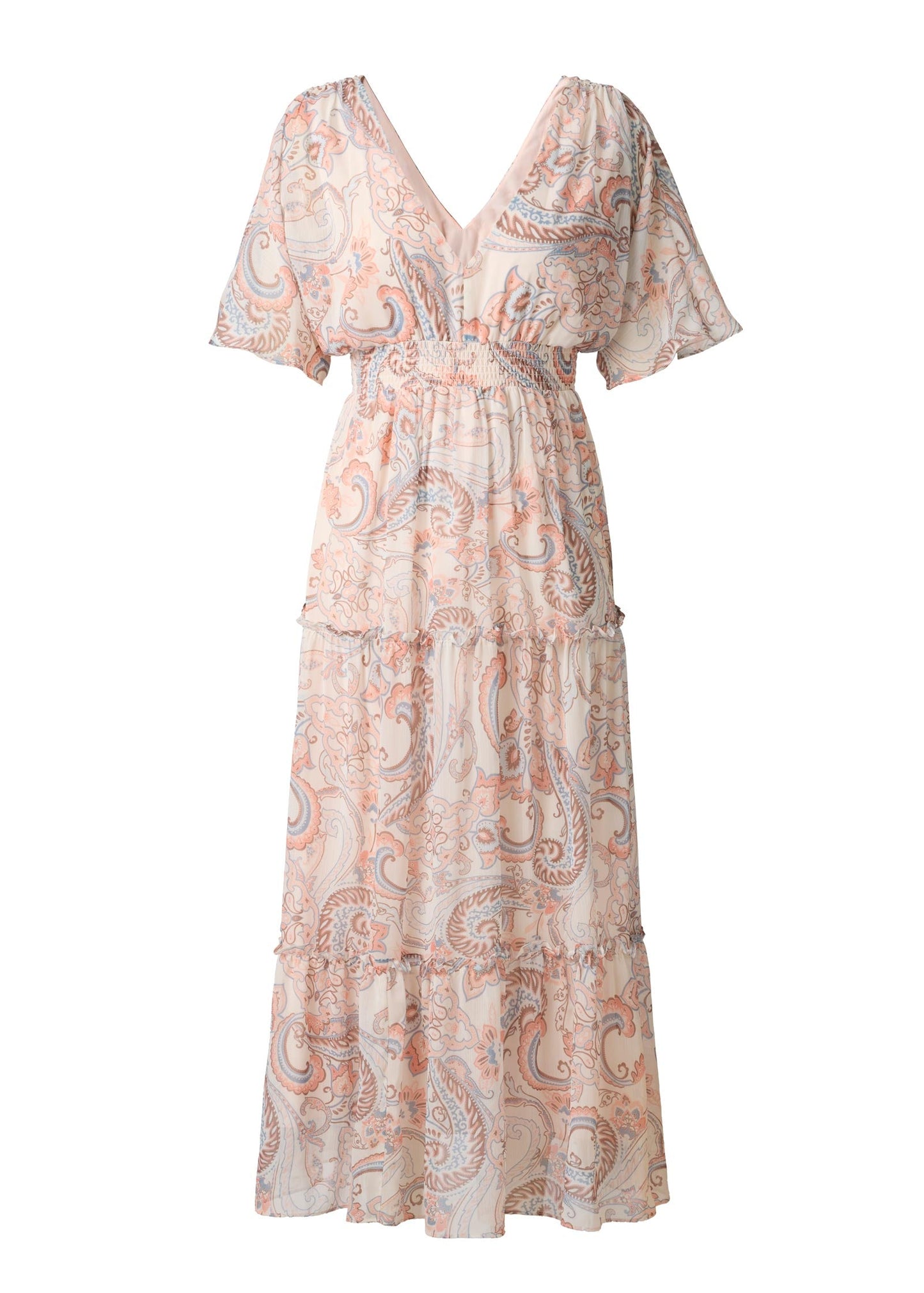 Flutter Sleeve Maxi Dress Coastal Paisley | Venus Popular Choice