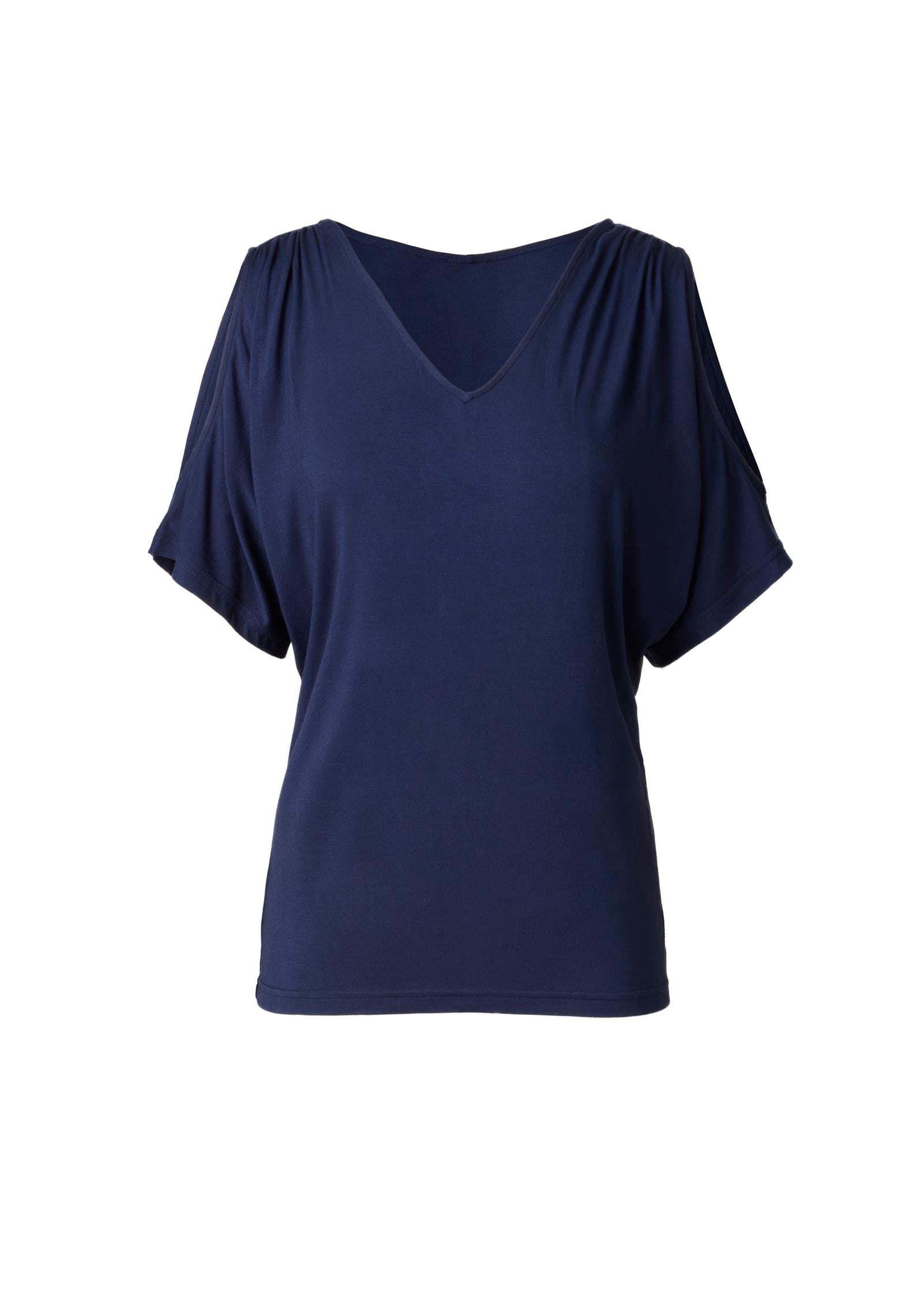 Cold Shoulder V-Neck Top Peacoat | Venus Best Seller