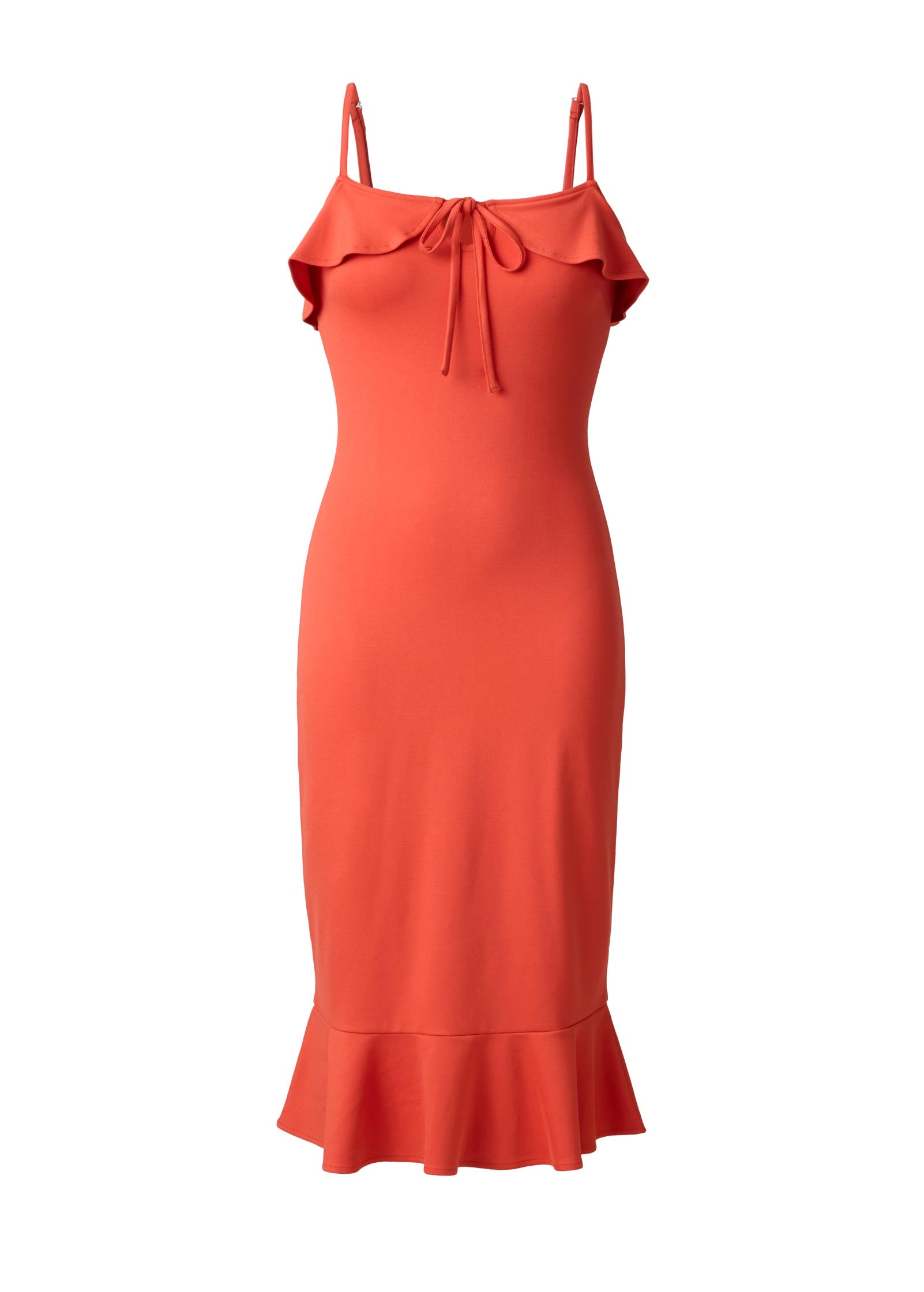 Light Weight Ponte Bow Detail Ruffle Knee Dress Paprika | Venus Customer Favorite