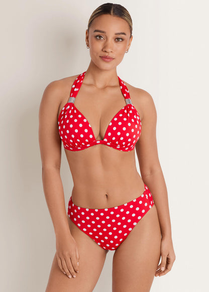 Goddess Push-Up Halter Bikini Top Red Polka Dot | Venus Cost Saving