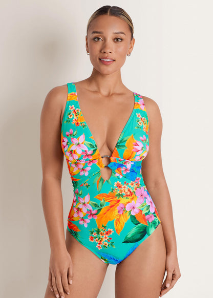 Barbados One-Piece Aqua Fiesta Floral | Venus Customer Favorite