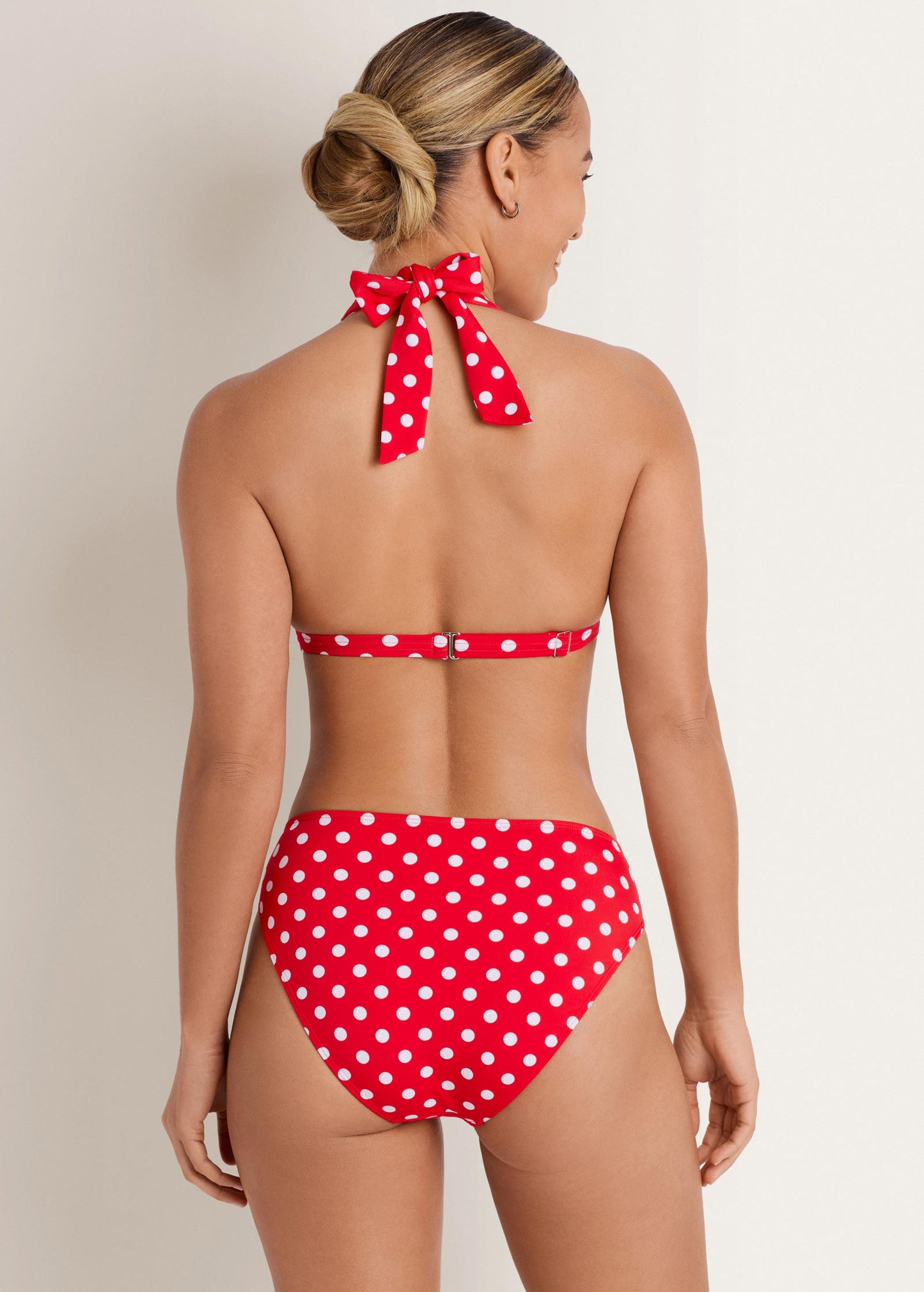 Fiji Mid Rise Moderate Bikini Bottom Red Polka Dot | Venus Featured