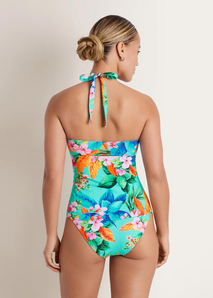 Fiji Mid Rise Moderate Bikini Bottom Aqua Fiesta Floral | Venus Value