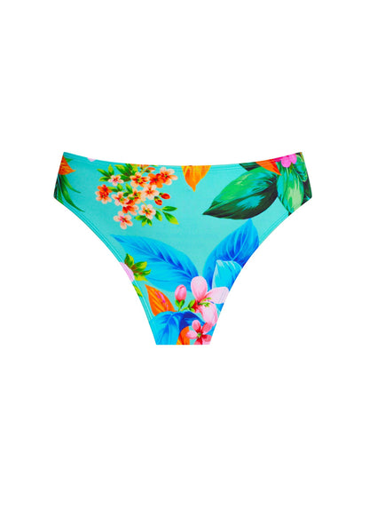 Fiji Mid Rise Moderate Bikini Bottom Aqua Fiesta Floral | Venus Value